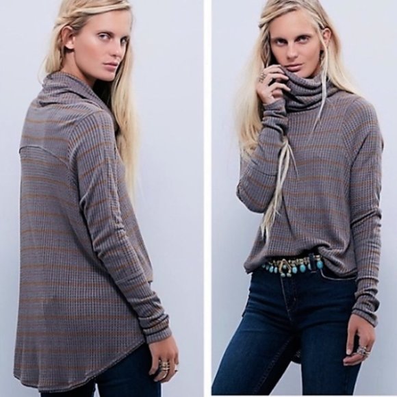 Free People Sweaters - We The Free Kristina Thermal Cowl Gray Tan